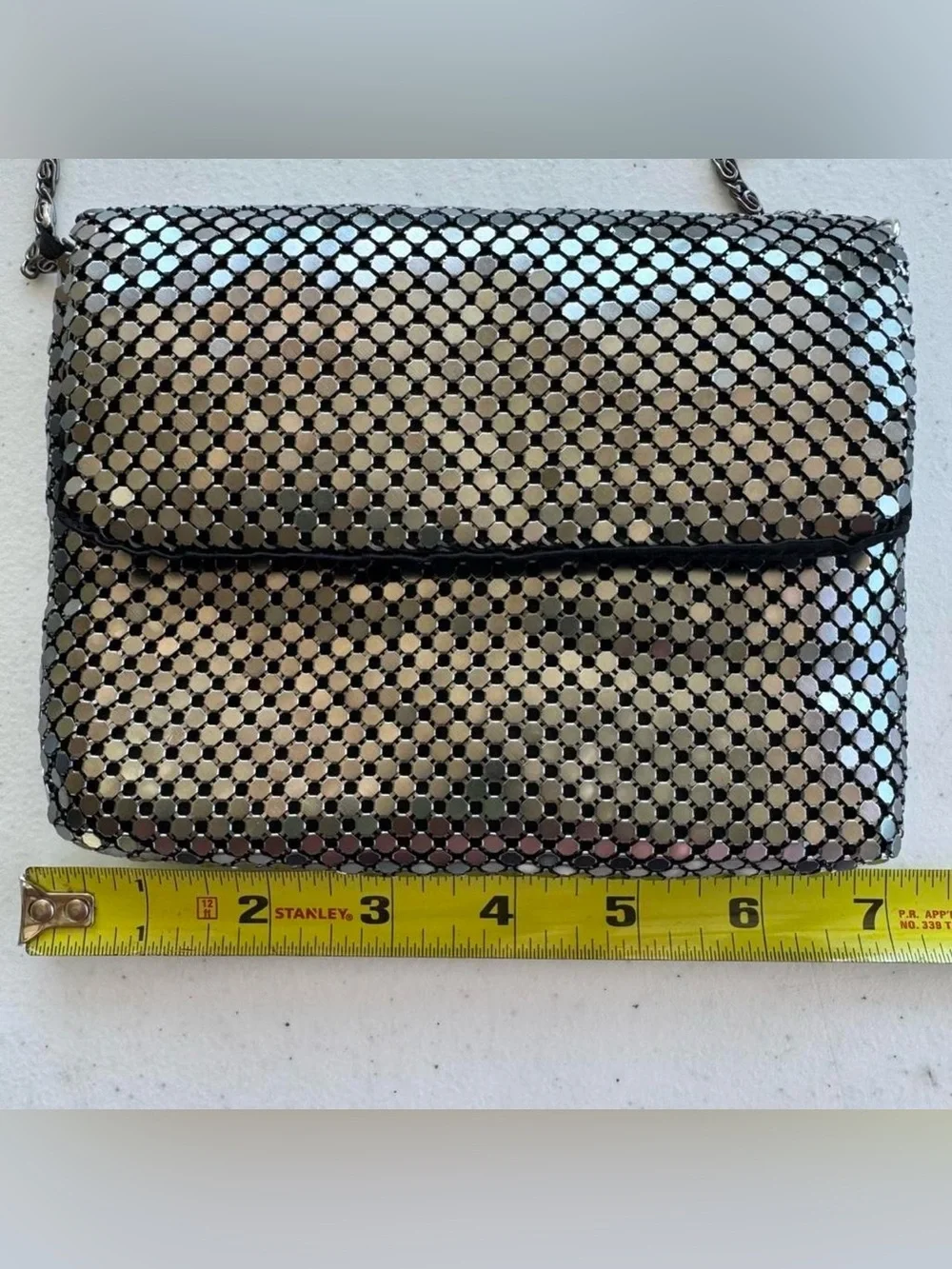 Silver Chainmail Formal Clutch Evening Bag Crossbody Strap Wedding Purse